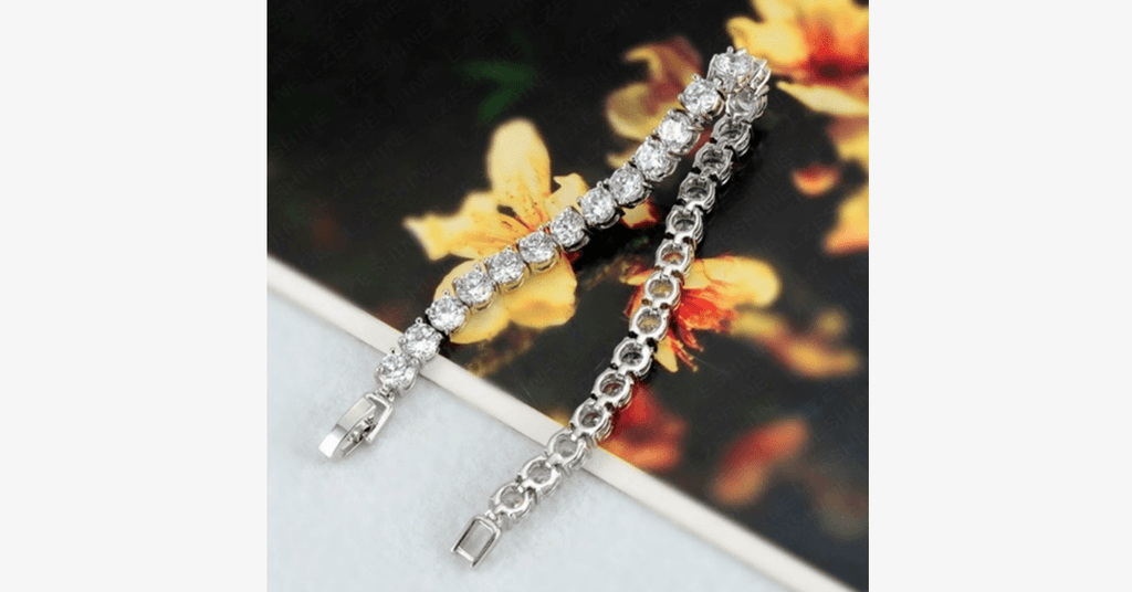 Avtoit | Diamond Eternity Bracelet in Silver Color - Round Cut Diamond Zircon Stones - Let You Look Stunning