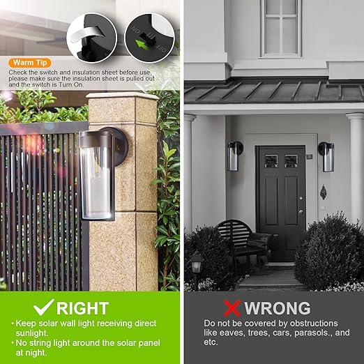 Avtoit | Solar Wall Lights Solar-powered Deck Lights, Automatic On/Off Waterproof Solar Outdoor Lights Wall-mounted Solar Decorative Lights for Wall Fence Patio Posts Garden Veranda