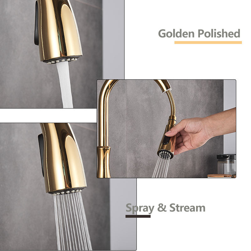 Avtoit | Brass Kitchen Faucet Pull Out Mixer Sink Water Tap 360 Rotation Single Handle