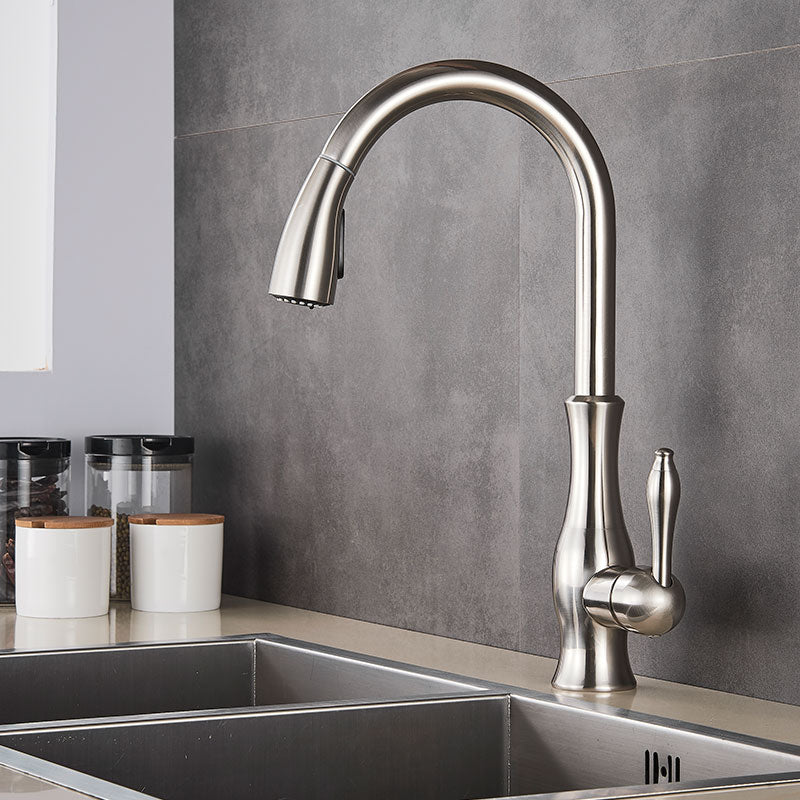 Avtoit | Brass Kitchen Faucet Pull Out Mixer Sink Water Tap 360 Rotation Single Handle