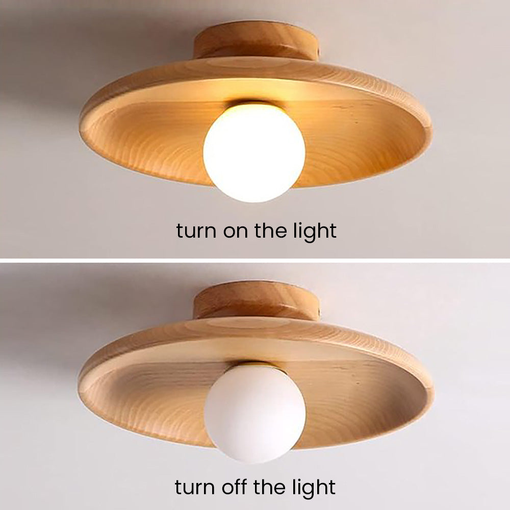 Avtoit | Nordic Wood Round Ceiling Light Fixture - Minimalist Design for Hallway & Living Room Lighting