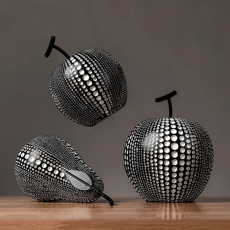 Avtoit | MonoApple Apple Sculpture – black-and-white polka dot pattern