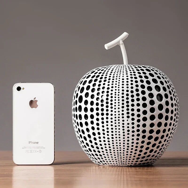 Avtoit | MonoApple Apple Sculpture – black-and-white polka dot pattern