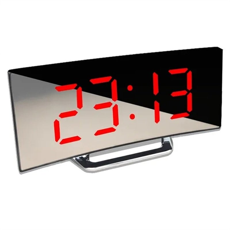Avtoit | LED Digital Alarm Clock – Curved Mirror Display, Table Clock with Snooze Function, Electronic Table Display, Bedroom and Living Room Decor