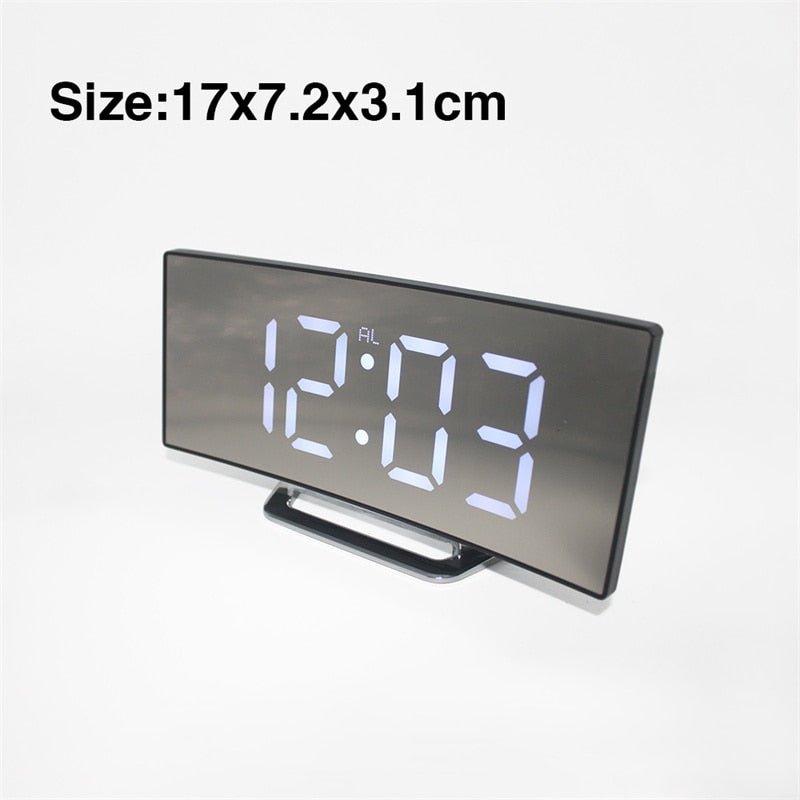 Avtoit | LED Digital Alarm Clock – Curved Mirror Display, Table Clock with Snooze Function, Electronic Table Display, Bedroom and Living Room Decor