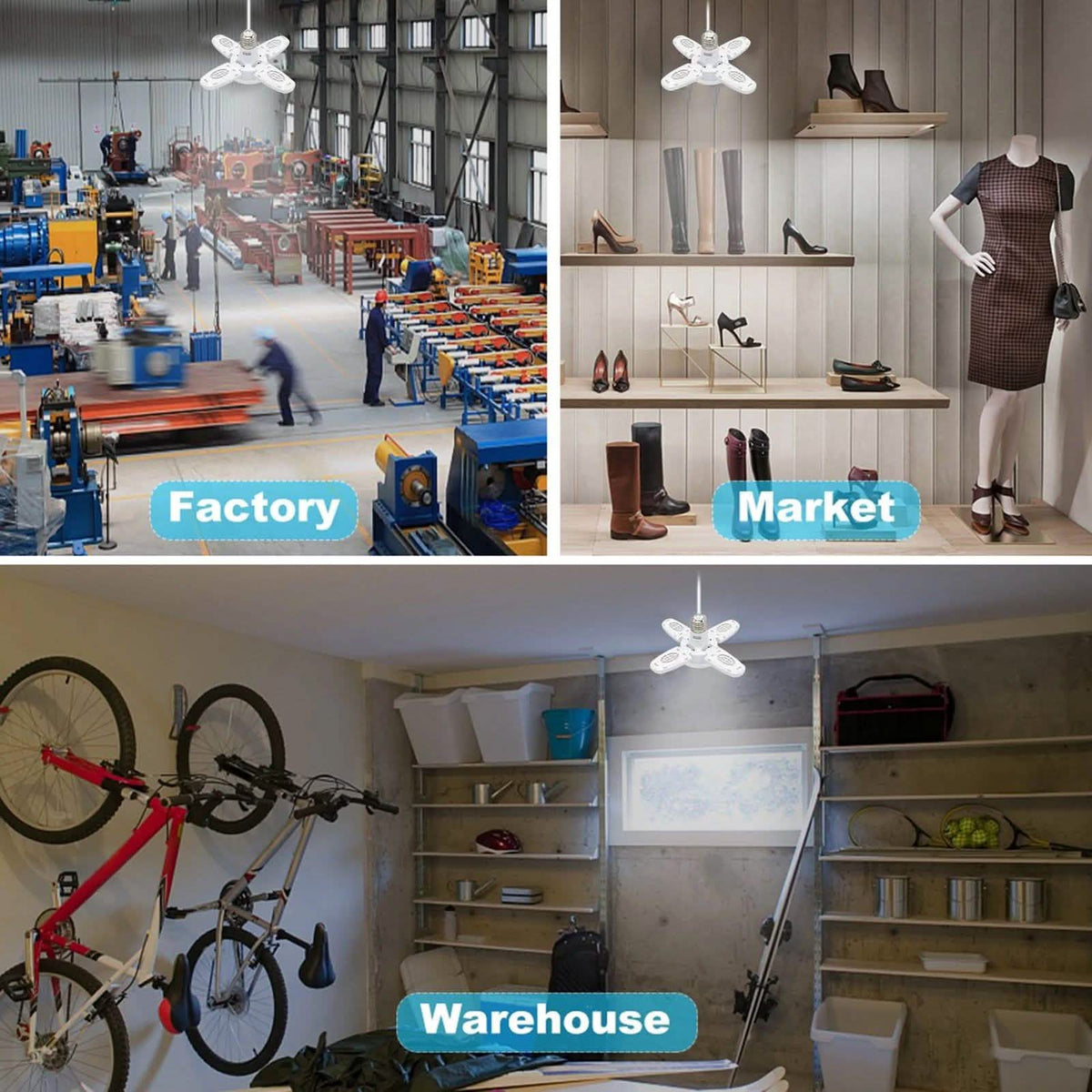Avtoit | LED dimmable ceiling lights for the garage with 4 adjustable panels
