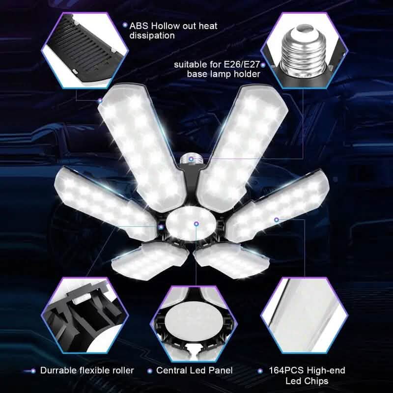 Avtoit | LED Garage Ceiling Lights 150W 15000LM 6500K with 6+1 deformable Panels