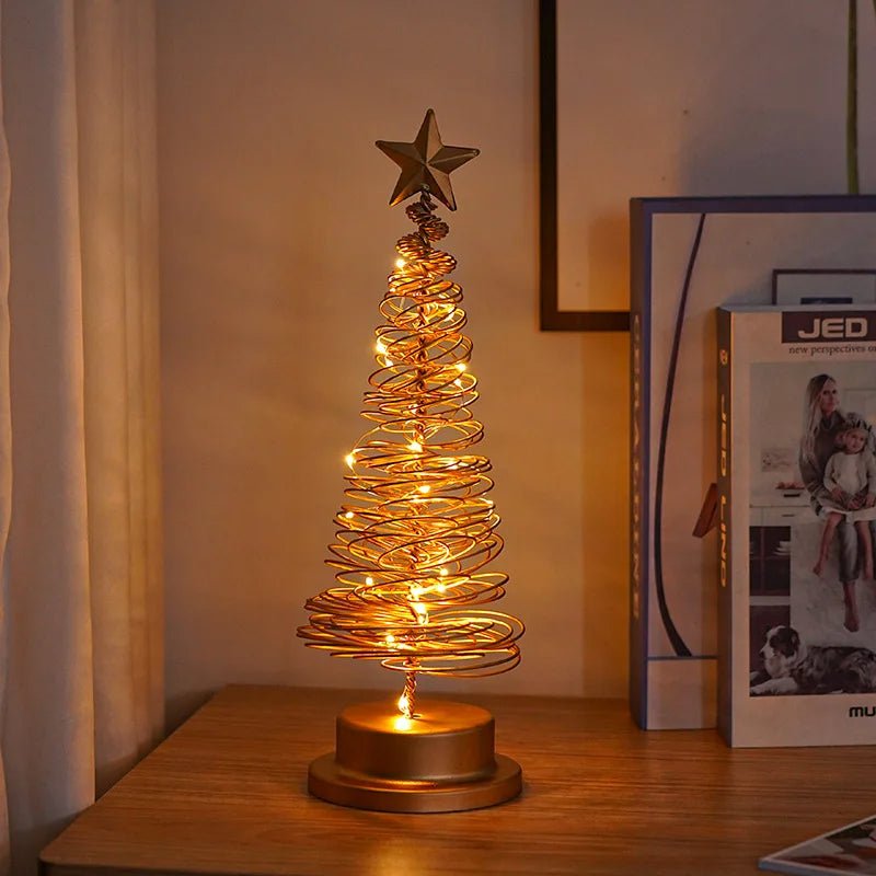 Avtoit | LED Wrought Christmas Tree Spiral Light Table Ornament – Elegant Atmosphere Lamp for Bedroom & Holiday Décor