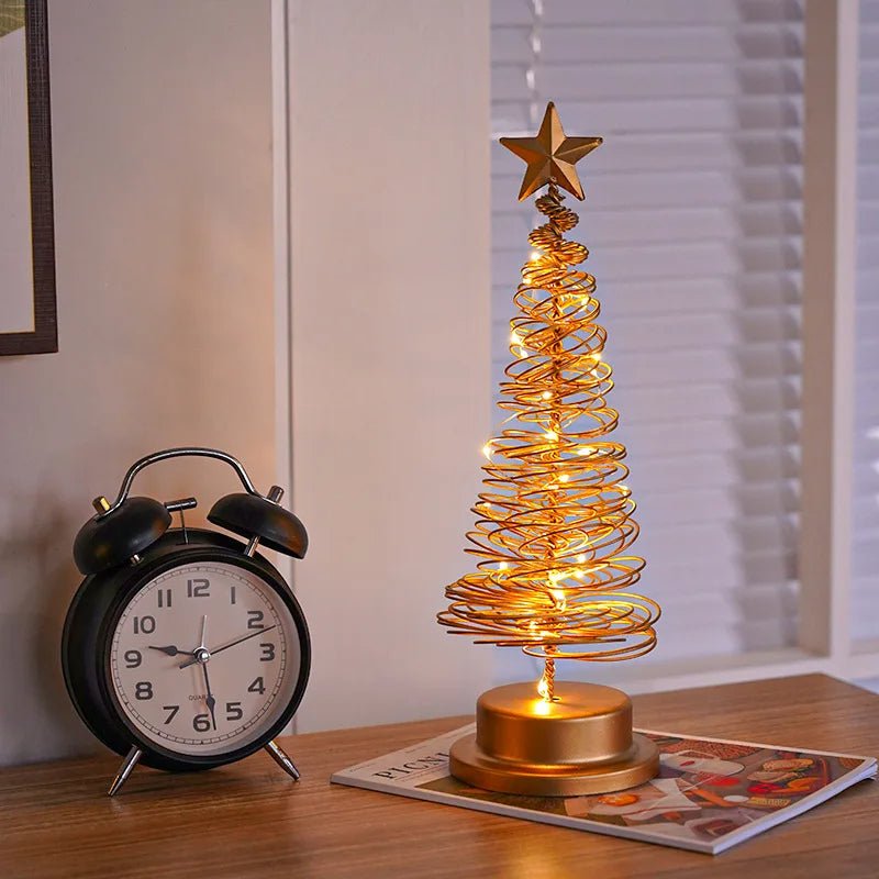 Avtoit | LED Wrought Christmas Tree Spiral Light Table Ornament – Elegant Atmosphere Lamp for Bedroom & Holiday Décor