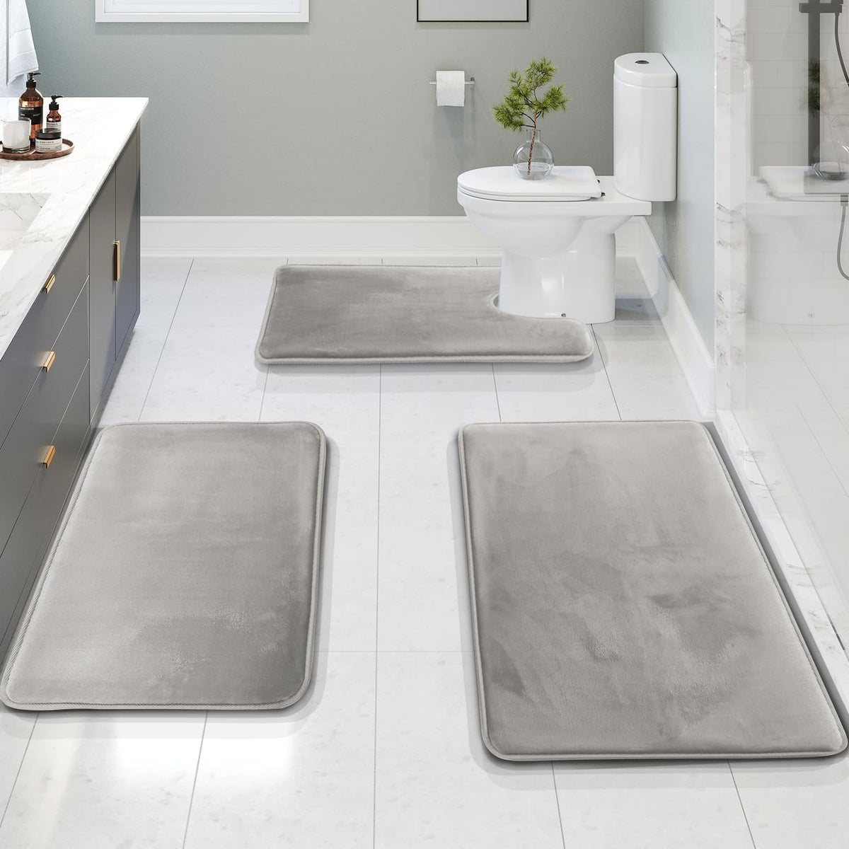 Avtoit | Memory Foam Bath Mat Set | Ultra-Soft, Super Absorbent & Non-Slip for Bathroom Comfort