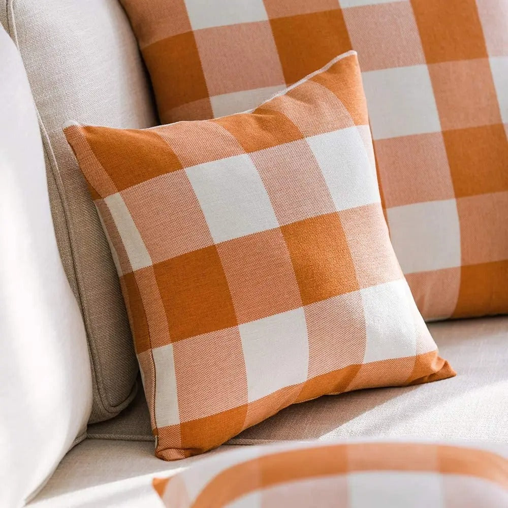 Avtoit | Cozy Checked Cushion Cover in Country Style – Autumn Plaid (1+1 FREE)