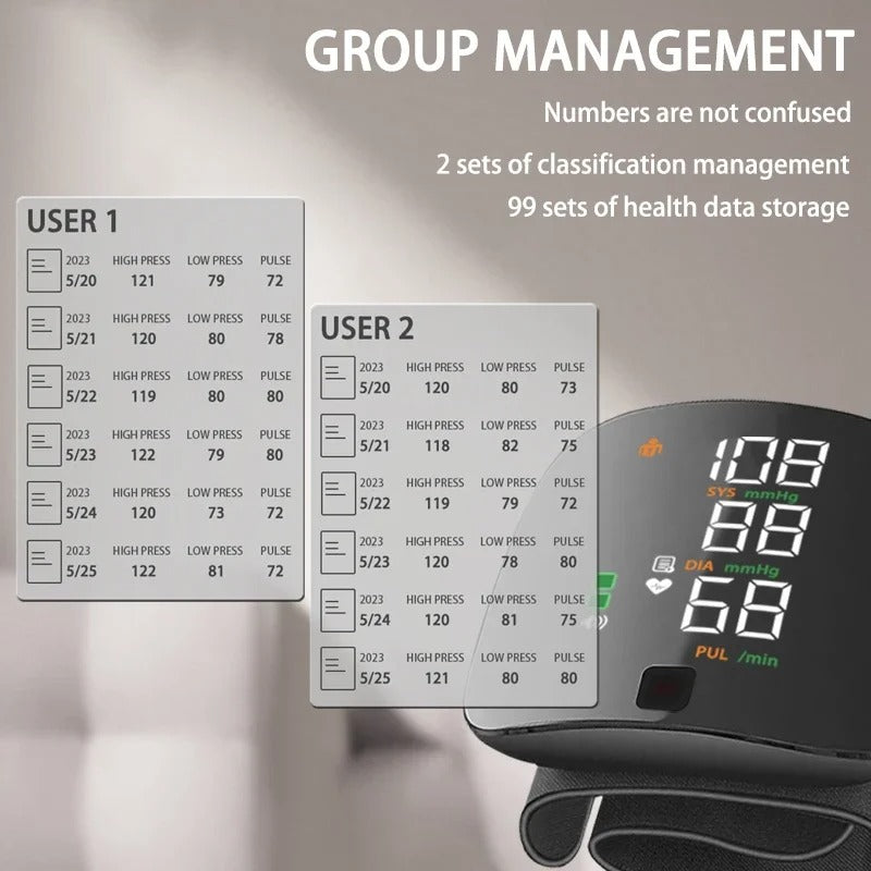 Avtoit | Smart Wrist Blood Pressure Monitor – Electronic Portable Sphygmomanometer with Voice Alerts