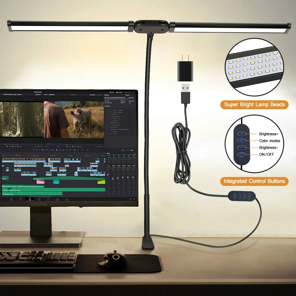 Avtoit | Double-Head LED Desk Lamp | Lighting Solution for Study, Work & Office Use