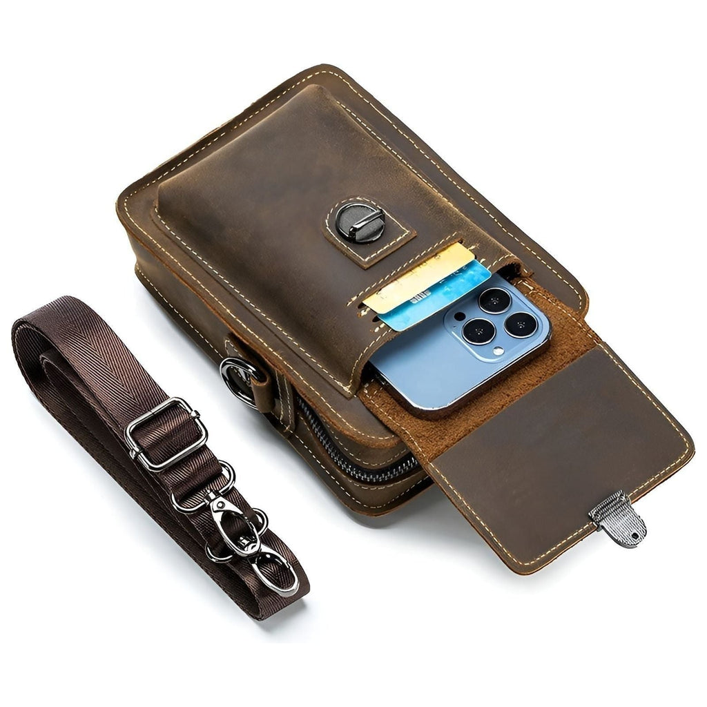 Avtoit | Vidal Bag – Functional Leather Waist Bag for Men with Adjustable Strap and Multi-Pocket Design