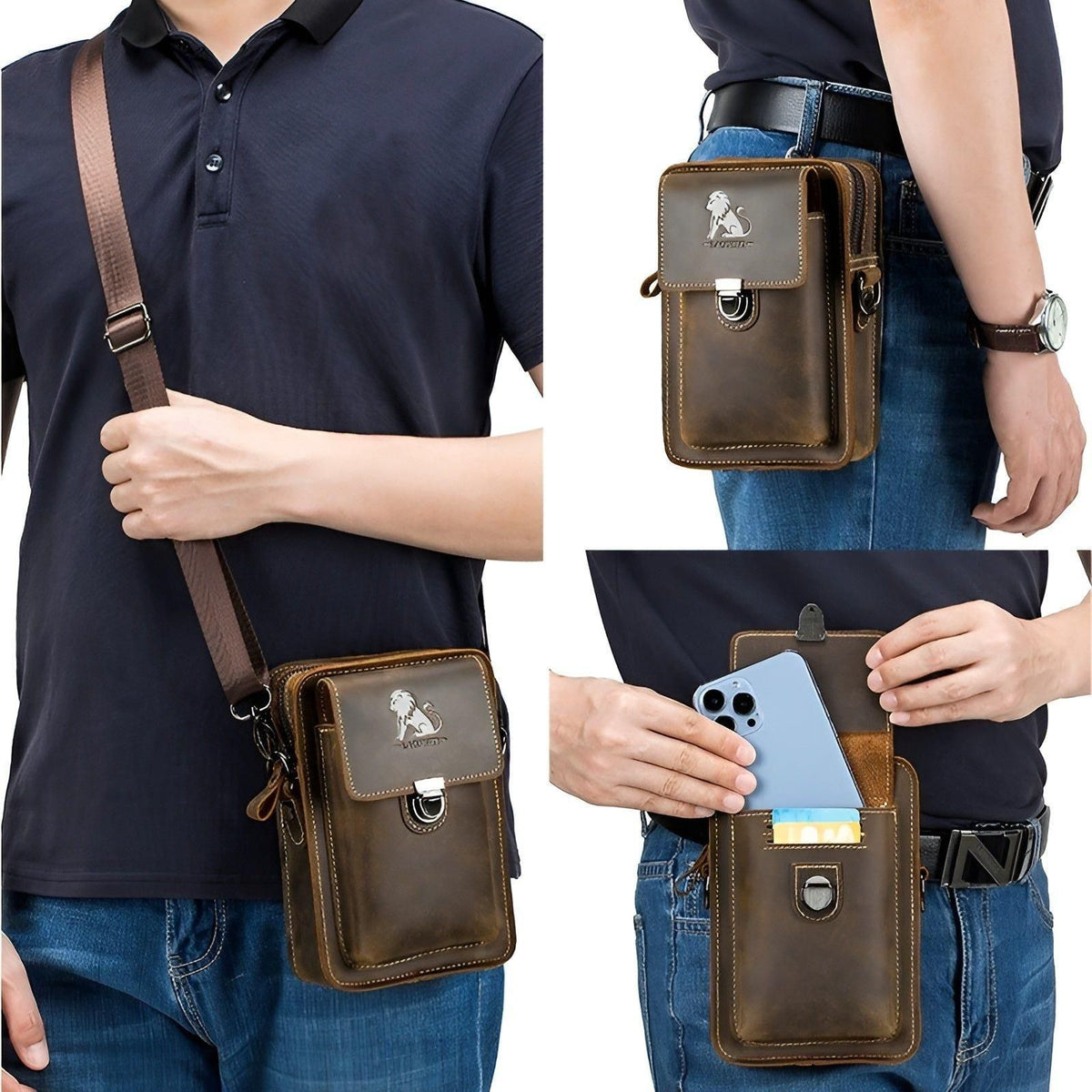 Avtoit | Vidal Bag – Functional Leather Waist Bag for Men with Adjustable Strap and Multi-Pocket Design