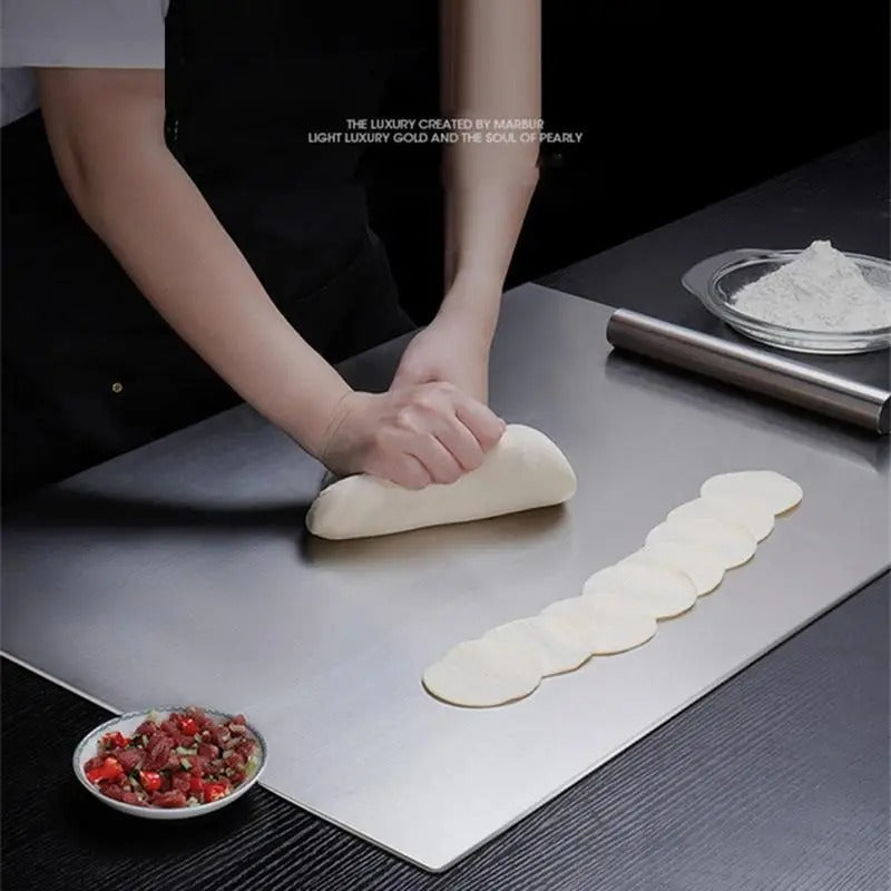 Avtoit | High-quality cutting board made of stainless steel with edge – ideal for homemade pizza, pastries, and more!