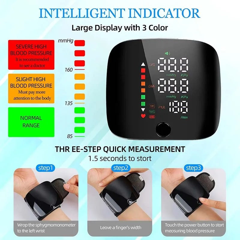 Avtoit | Smart Wrist Blood Pressure Monitor – Electronic Portable Sphygmomanometer with Voice Alerts