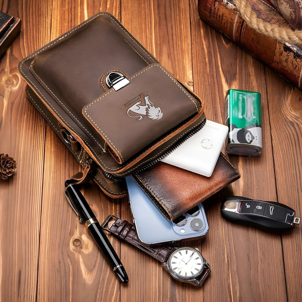 Avtoit | Vidal Bag – Functional Leather Waist Bag for Men with Adjustable Strap and Multi-Pocket Design