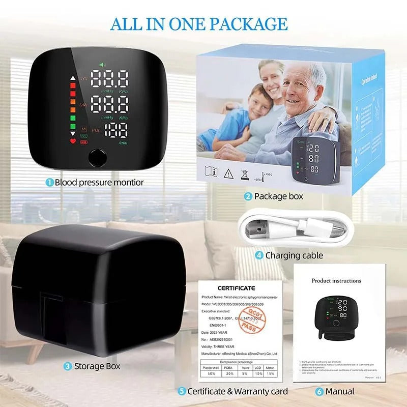 Avtoit | Smart Wrist Blood Pressure Monitor – Electronic Portable Sphygmomanometer with Voice Alerts