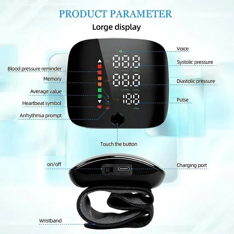 Avtoit | Smart Wrist Blood Pressure Monitor – Electronic Portable Sphygmomanometer with Voice Alerts