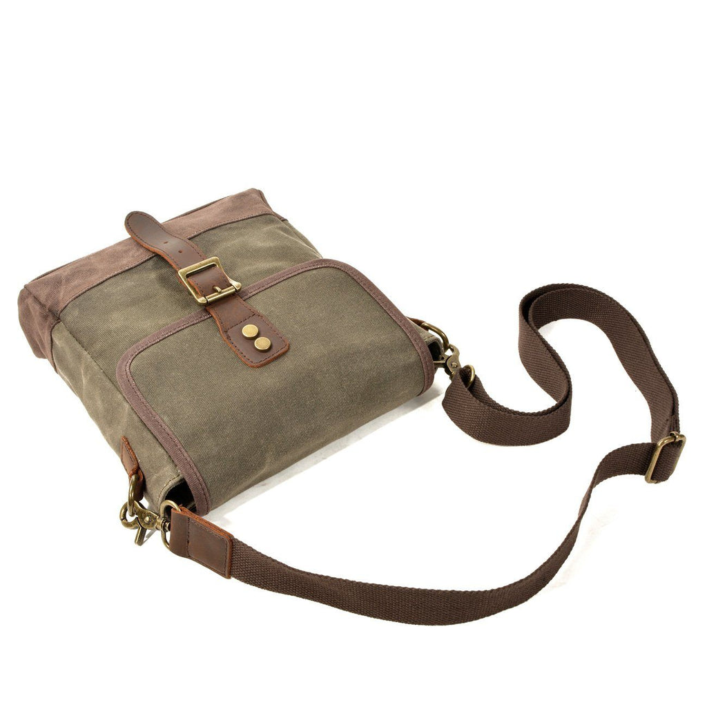 Avtoit | HorizonPath - Compact Vintage Shoulder Bag - High-Quality Waxed Cotton and Full-Grain Leather
