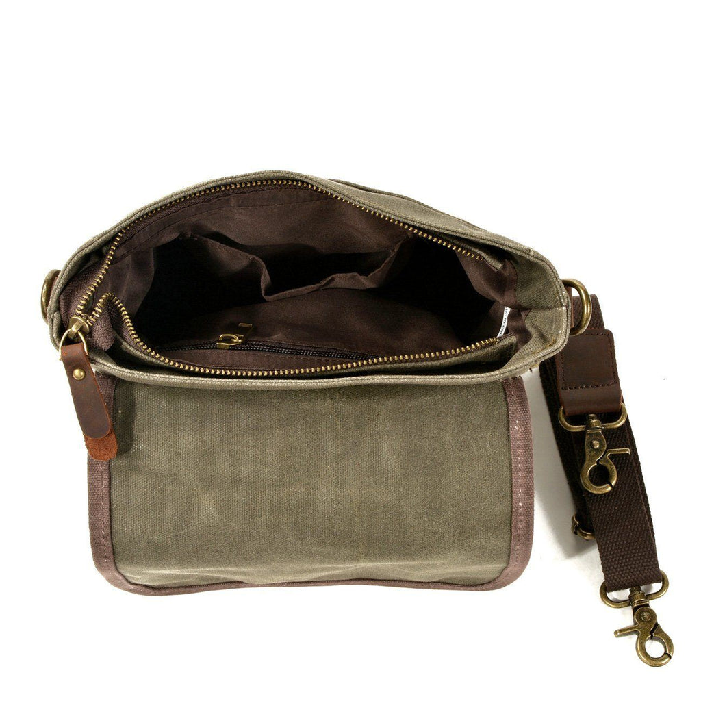 Avtoit | HorizonPath - Compact Vintage Shoulder Bag - High-Quality Waxed Cotton and Full-Grain Leather
