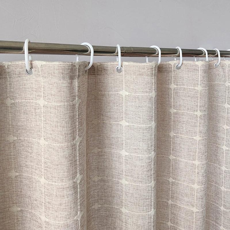 Avtoit | Modern Jacquard Linen Shower Curtain with Tassels (1 pcs) │ For Nordic Bathroom Decoration