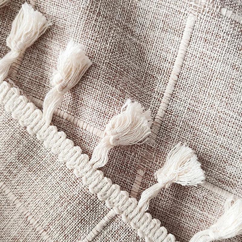 Avtoit | Modern Jacquard Linen Shower Curtain with Tassels (1 pcs) │ For Nordic Bathroom Decoration