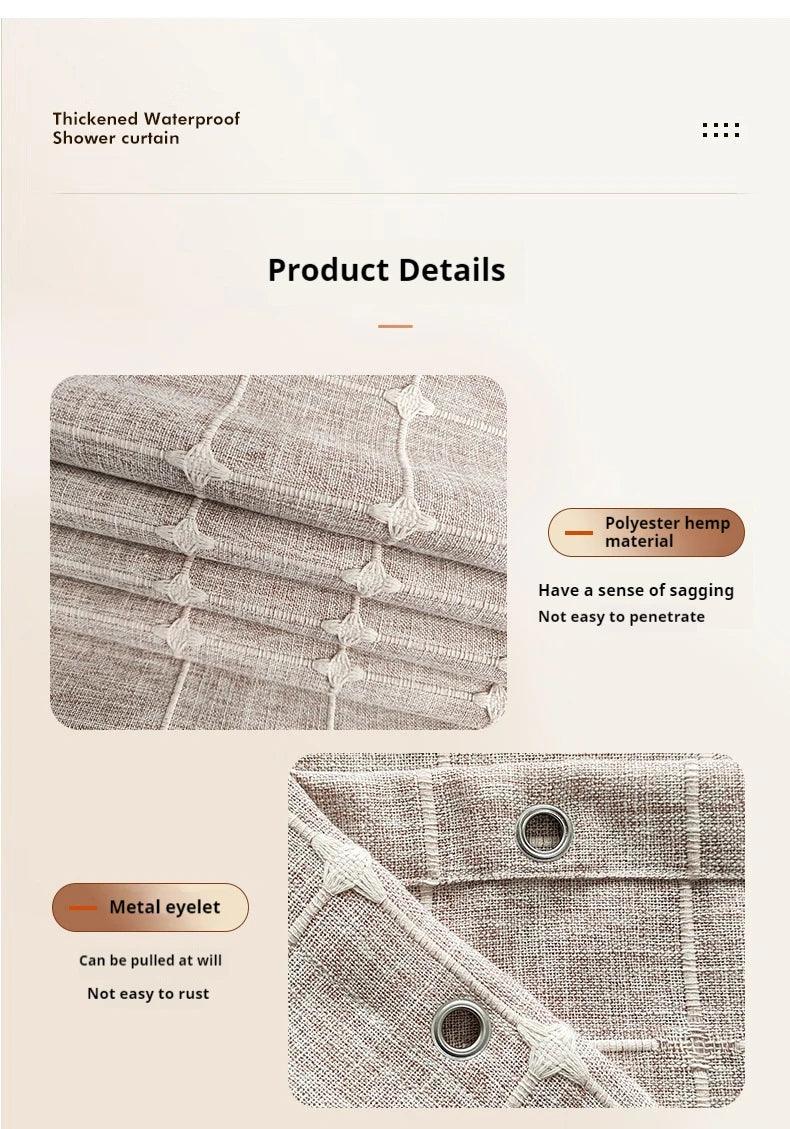 Avtoit | Modern Jacquard Linen Shower Curtain with Tassels (1 pcs) │ For Nordic Bathroom Decoration