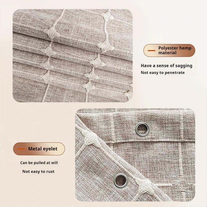 Avtoit | Modern Jacquard Linen Shower Curtain with Tassels (1 pcs) │ For Nordic Bathroom Decoration