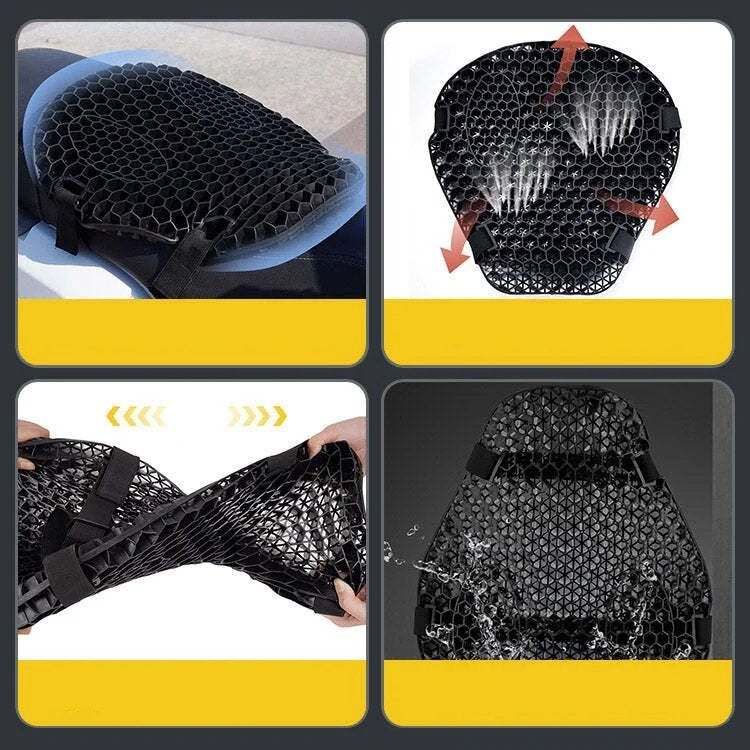 Avtoit | HoneyRide – 3D Honeycomb Shock-Relief Motorcycle Seat Cushion