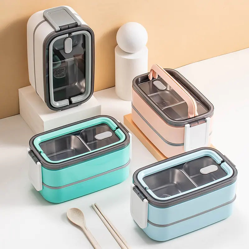 Avtoit | 2-layer stainless steel Bento lunch box with locking lid