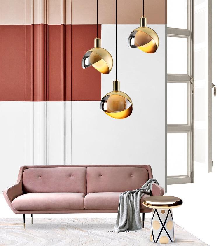 Avtoit | Elegant pendant light made of gold glass for dining room