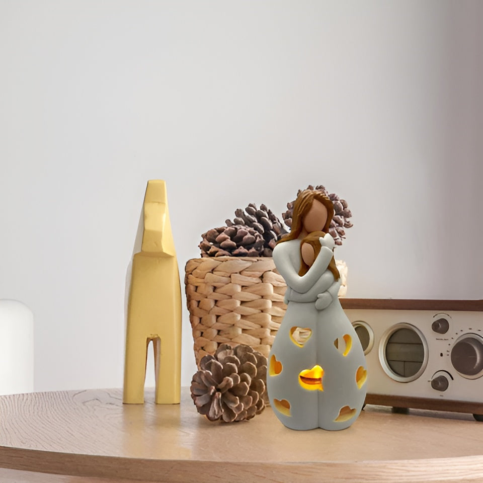 Avtoit | Embracing Mother Daughter Figure Flickering Candle Holder - LoveGlow