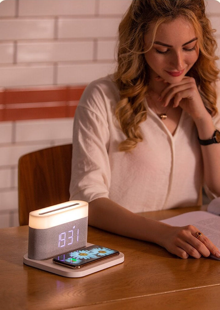 Avtoit | 3-in-1 Wireless Charger, LED Lamp & Digital Alarm Clock | Fast Charging Dock