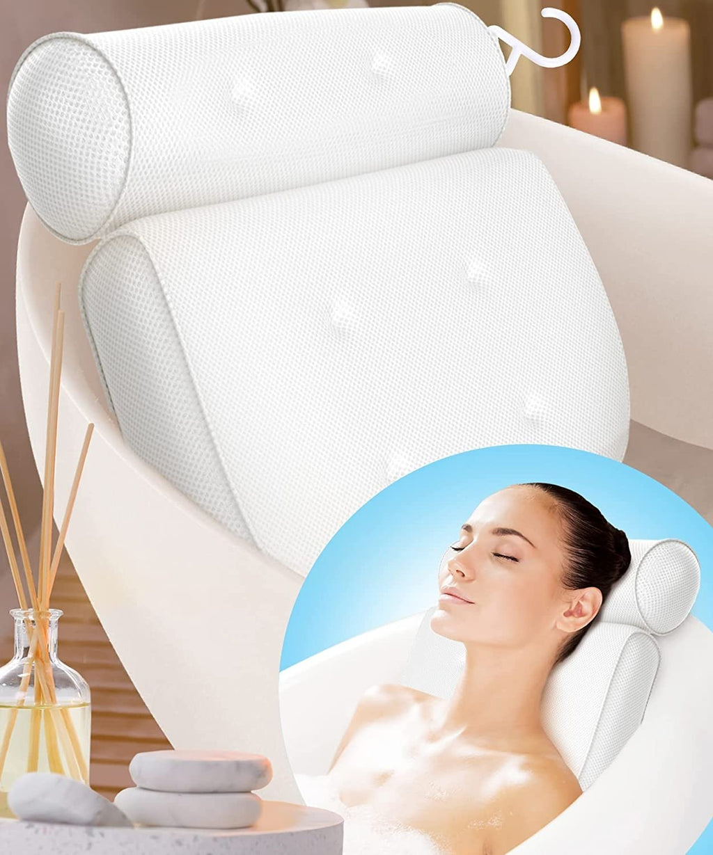 Avtoit | Orthopedic Bathtub Pillow - Breathable Bathtub Headrest Pillow made of 3D Mesh Fabric with Suction Cups