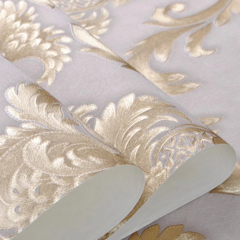 Avtoit | Gold textured luxury classic 3D damask wallpaper decor