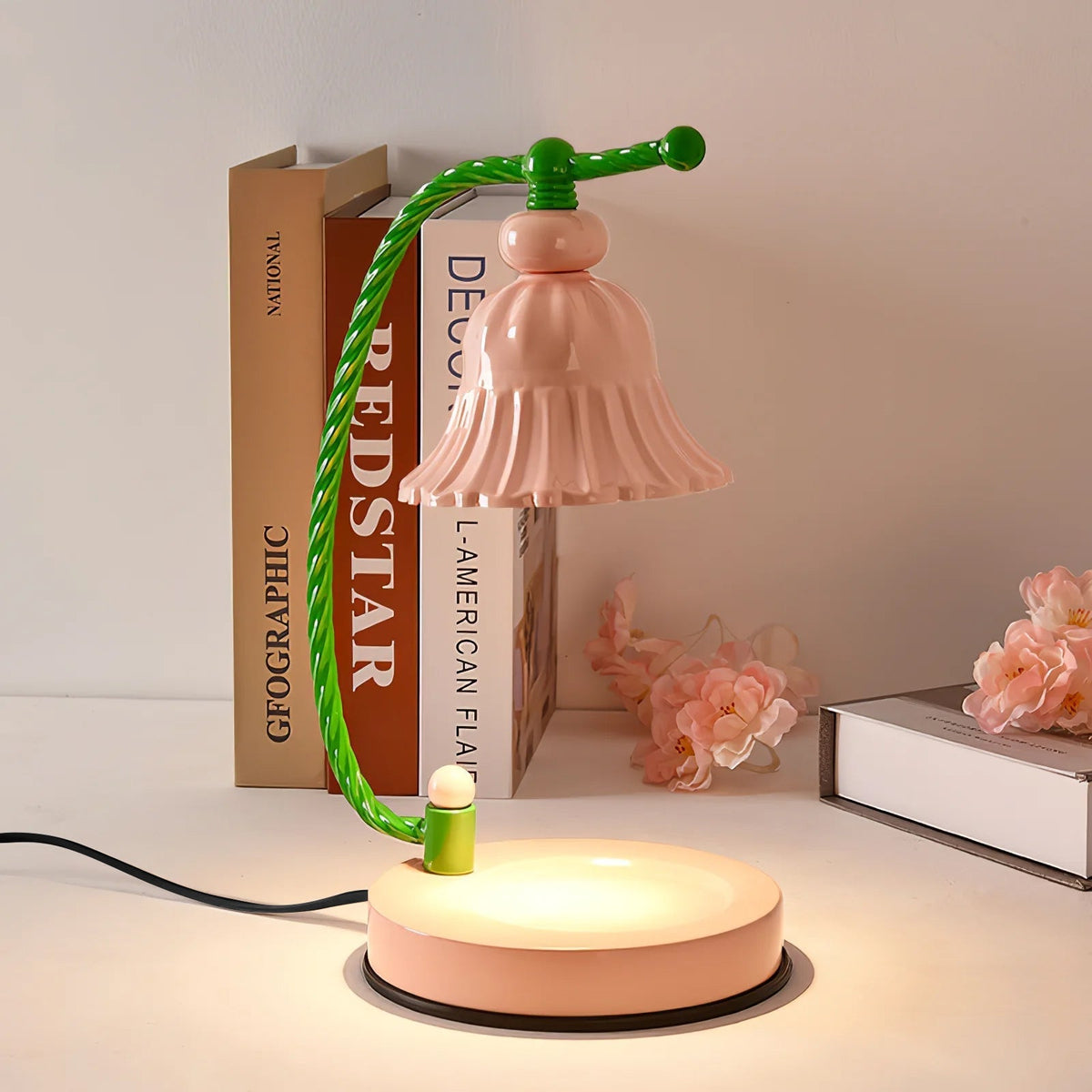 Avtoit | BloomAura – Charming Pink Glass Table Lamp
