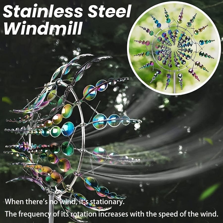 Avtoit | 1 Piece Magical Metal Windmill, 3D Metal Outdoor Wind Chime for Yard and Garden, Unique Metal Kinetic Wind Sculptures & Wind Chime, Wind Catcher Metal Outdoor Lawn Terrace Decoration Wind Sculpture