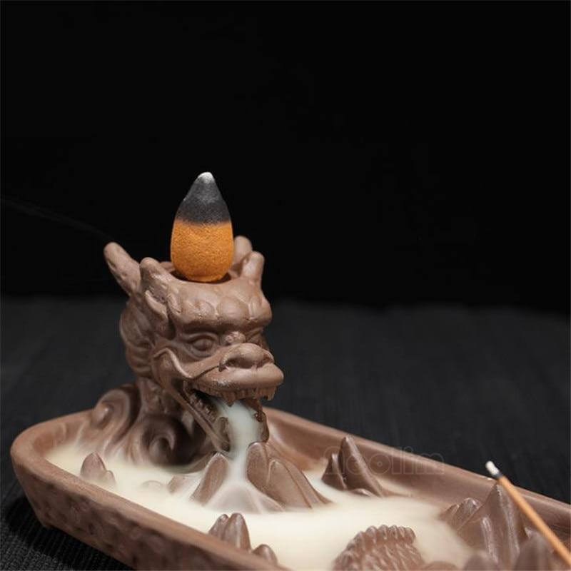 Avtoit | Ceramic Dragon Censer  Smoke Backflow Incense Burner