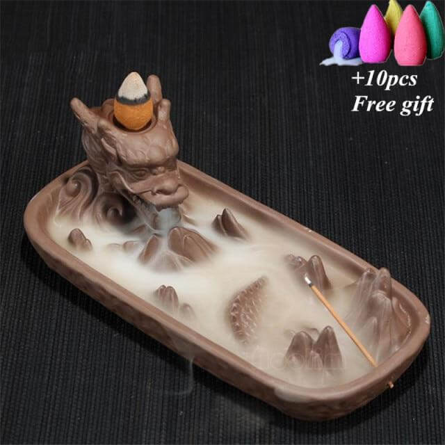 Avtoit | Ceramic Dragon Censer  Smoke Backflow Incense Burner