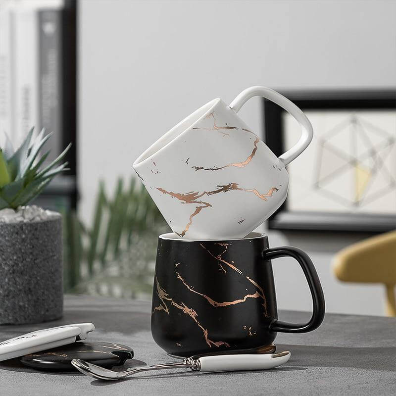 Avtoit | Elegant Marble Ceramic Coffee Mug Gift Set