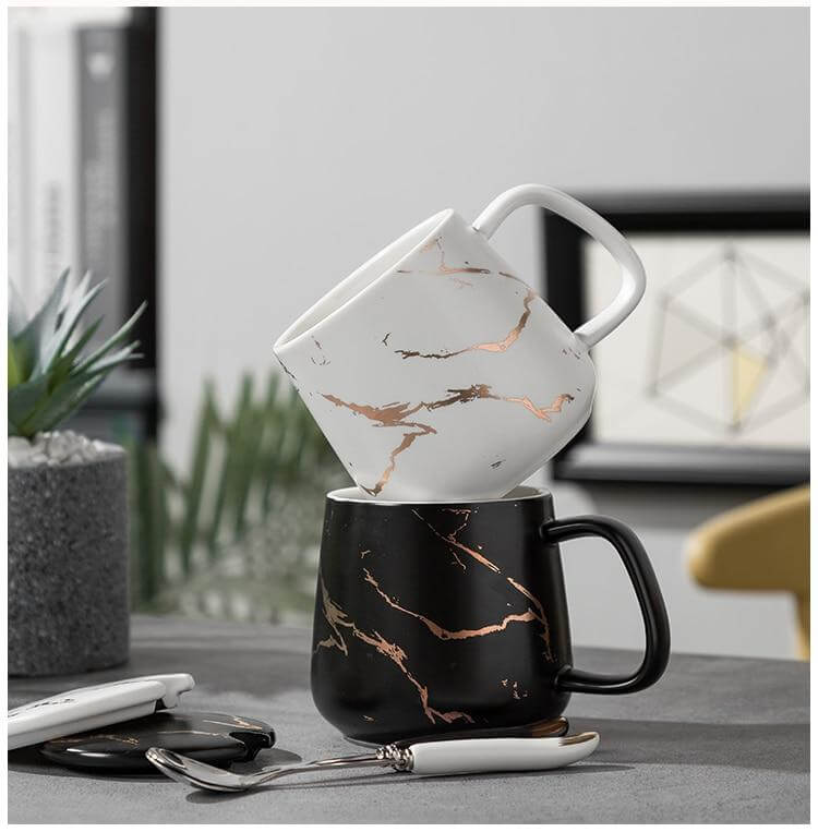 Avtoit | Elegant Marble Ceramic Coffee Mug Gift Set