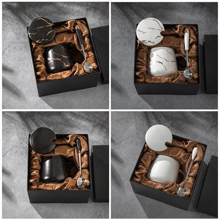 Avtoit | Elegant Marble Ceramic Coffee Mug Gift Set