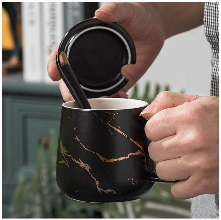 Avtoit | Elegant Marble Ceramic Coffee Mug Gift Set