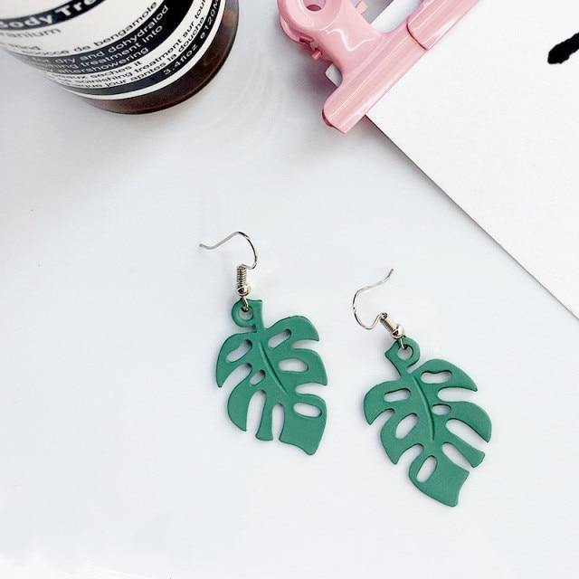 Avtoit | NatureChic Monstera Earrings | Dangle Style | Timeless Jewelry