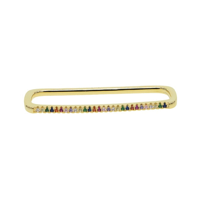 Avtoit | 1 piece ear white rainbow cz rectangle cuff earring