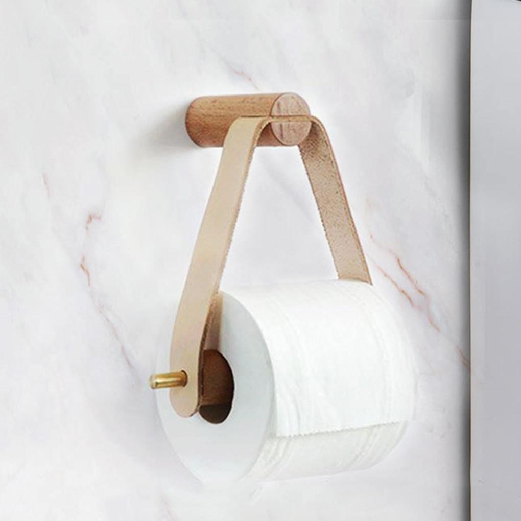 Avtoit | High-Quality Toilet Paper Holder | Oak & Faux Leather | Minimalist Bathroom Design