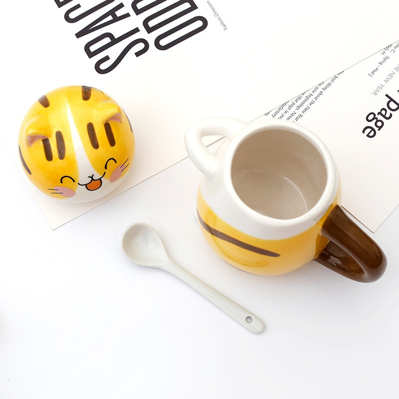 Avtoit | Cute Cat Handmade Coffee Mugs with Spoon