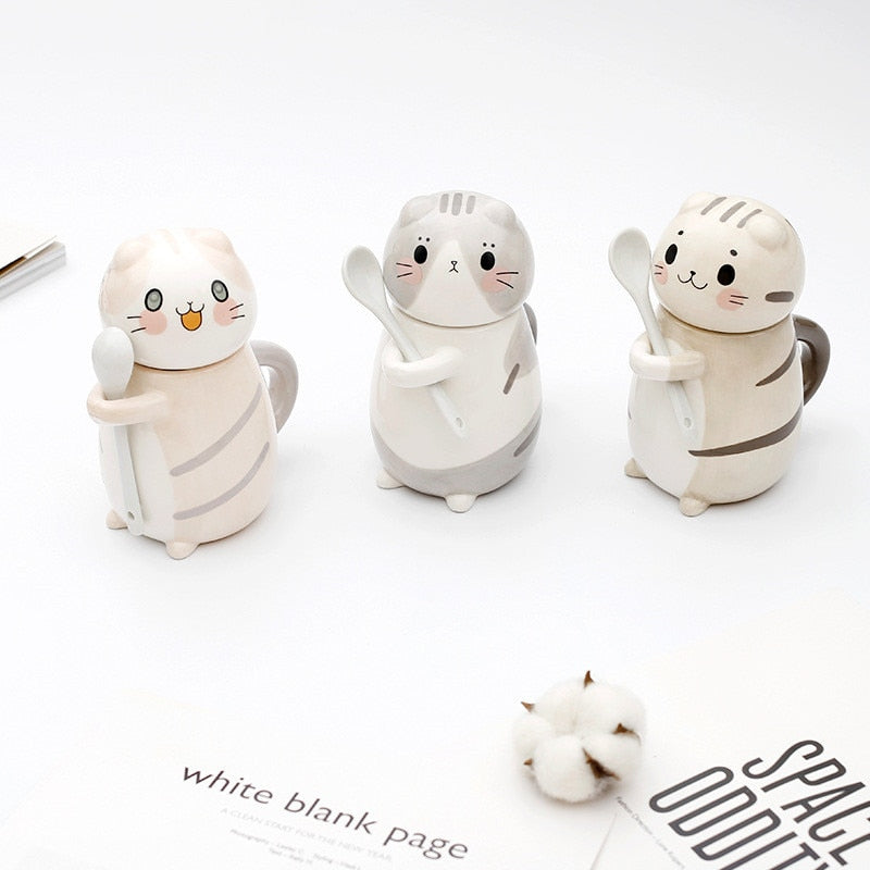 Avtoit | Cute Cat Handmade Coffee Mugs with Spoon